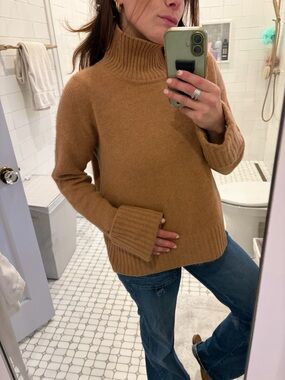 Halston Heritage Camel Ribbed Turtleneck Sweater